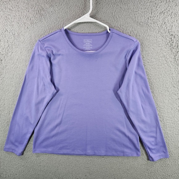 LL Bean Tops - LL Bean Women Purple Supima Cotton Long Sleeve Crewneck Tee Shirt M Petite